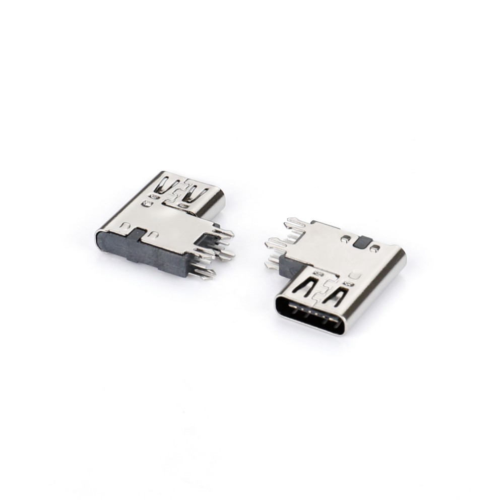 Type-c母座6PIN DIP 四鱼叉脚侧插加高型