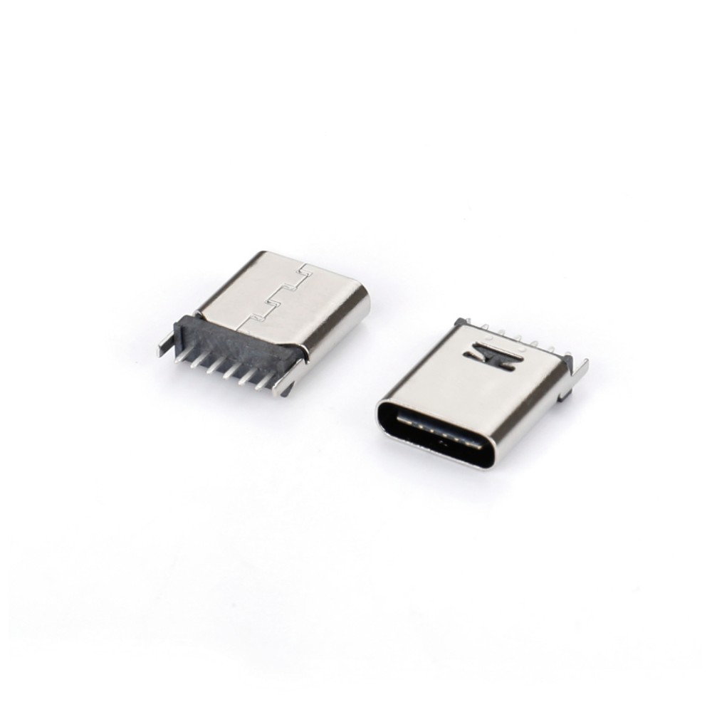 TYPE-C母座 6PIN 立式插板 长体