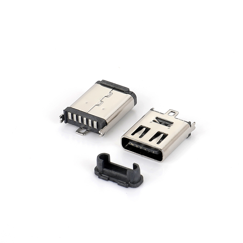 TYPE-C母座 6PIN 立式贴片 长体