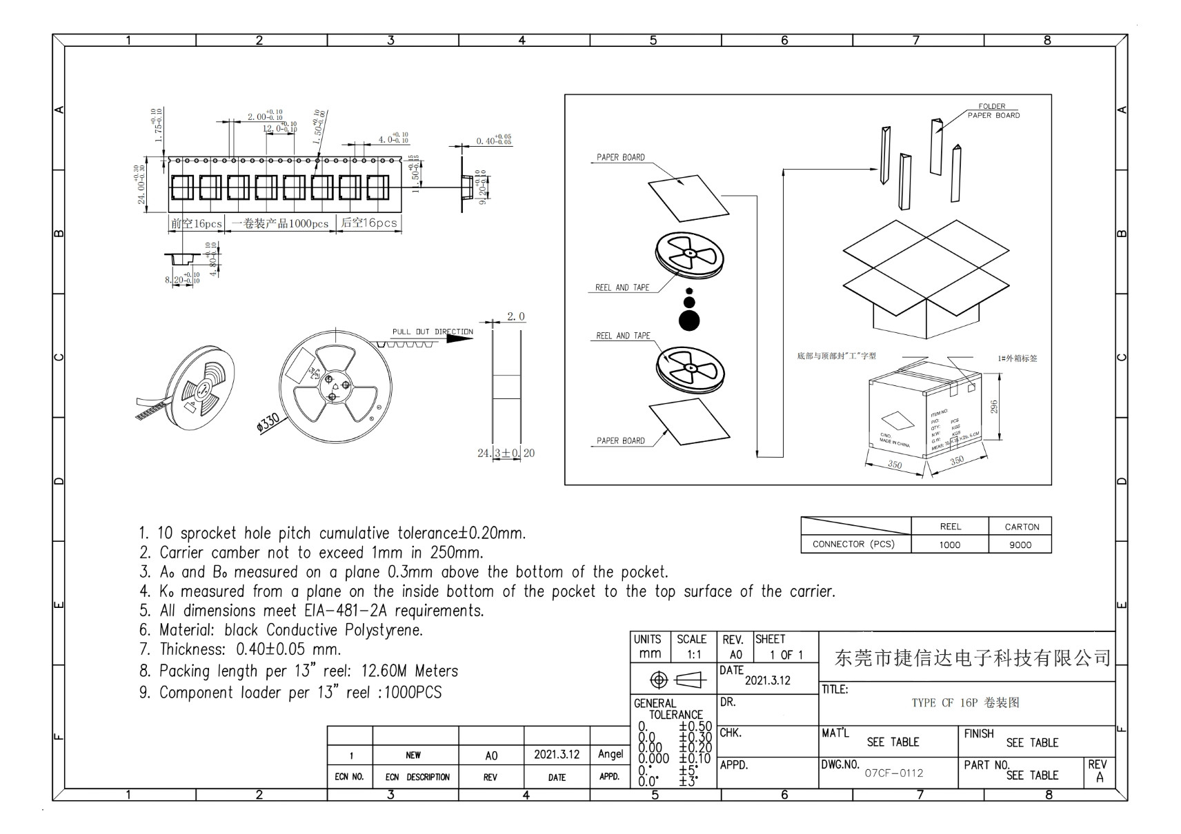 07CF-0112   TYPE CF 16P SMT 板上四脚插板(L=7.35)一体式成型02款（哑镍壳，端子外露0.25）_02.jpg